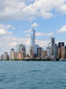 Preview wallpaper tower, skyscrapers, sea, city