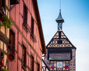 Preview wallpaper tower, spire, buildings, clock, architecture