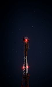 Preview wallpaper tower, starry sky, backlight, lighting, night