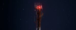Preview wallpaper tower, starry sky, backlight, lighting, night