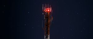 Preview wallpaper tower, starry sky, backlight, lighting, night