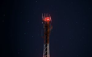 Preview wallpaper tower, starry sky, backlight, lighting, night