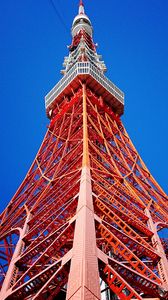Preview wallpaper tower, structure, bottom view, sky, tokyo, japan