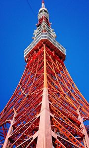 Preview wallpaper tower, structure, bottom view, sky, tokyo, japan