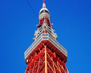 Preview wallpaper tower, structure, bottom view, sky, tokyo, japan