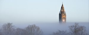 Preview wallpaper tower, trees, fog, nature