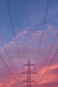 Preview wallpaper tower, wires, construction, sunset, sky