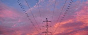 Preview wallpaper tower, wires, construction, sunset, sky