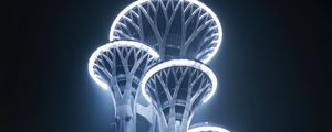 Preview wallpaper towers, buildings, architecture, backlighting, night