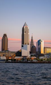 Preview wallpaper towers, buildings, architecture, sea, city