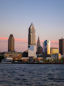 Preview wallpaper towers, buildings, architecture, sea, city