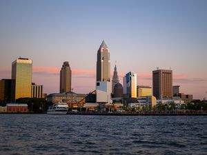 Preview wallpaper towers, buildings, architecture, sea, city