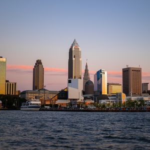 Preview wallpaper towers, buildings, architecture, sea, city