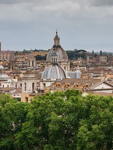 Preview wallpaper towers, buildings, roofs, architecture, trees, city