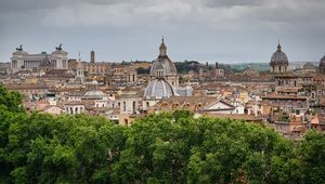 Preview wallpaper towers, buildings, roofs, architecture, trees, city