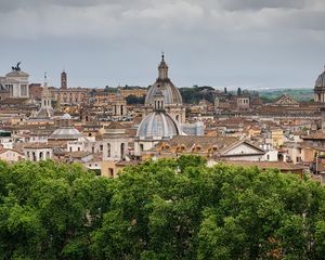 Preview wallpaper towers, buildings, roofs, architecture, trees, city