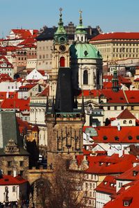 Preview wallpaper towers, church, buildings, houses, architecture, prague, city