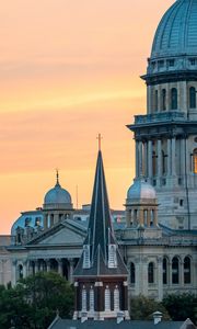 Preview wallpaper towers, church, buildings, architecture