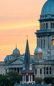 Preview wallpaper towers, church, buildings, architecture