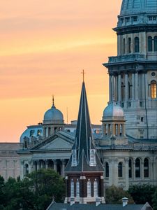 Preview wallpaper towers, church, buildings, architecture