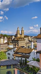 Preview wallpaper towers, houses, building, architecture, germany, zurich