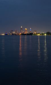 Preview wallpaper towers, lights, buildings, river, city