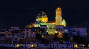 Preview wallpaper towers, lights, buildings, city, night