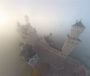 Preview wallpaper towers, lock, fog, haze, from above