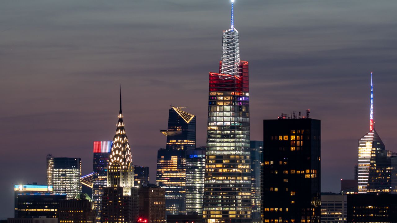 Wallpaper towers, skyscrapers, city, lights, night