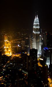Preview wallpaper towers, skyscrapers, city, night, lights