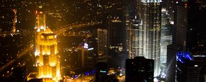 Preview wallpaper towers, skyscrapers, city, night, lights