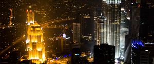 Preview wallpaper towers, skyscrapers, city, night, lights