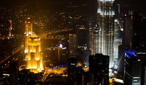 Preview wallpaper towers, skyscrapers, city, night, lights
