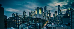 Preview wallpaper towers, skyscrapers, city, buildings, night