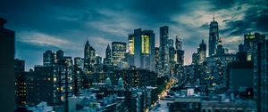 Preview wallpaper towers, skyscrapers, city, buildings, night