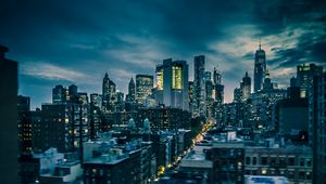 Preview wallpaper towers, skyscrapers, city, buildings, night