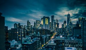 Preview wallpaper towers, skyscrapers, city, buildings, night