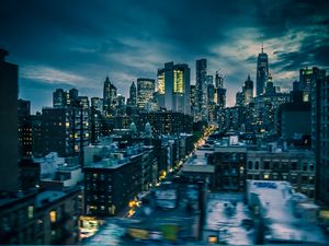 Preview wallpaper towers, skyscrapers, city, buildings, night