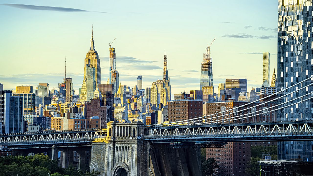 Wallpaper towers, skyscrapers, spires, city, bridge