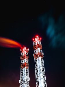 Preview wallpaper towers, starry sky, light