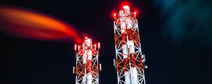 Preview wallpaper towers, starry sky, light