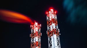 Preview wallpaper towers, starry sky, light