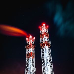 Preview wallpaper towers, starry sky, light