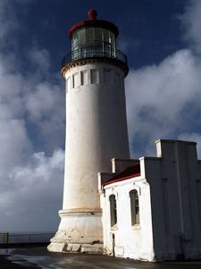 Preview wallpaper town, lighthouse, sky, blue, building