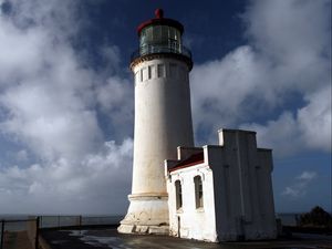 Preview wallpaper town, lighthouse, sky, blue, building