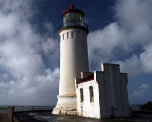 Preview wallpaper town, lighthouse, sky, blue, building