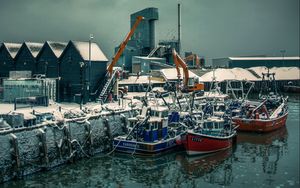 Preview wallpaper town, village, sea, houses, boats