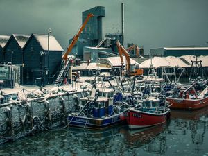 Preview wallpaper town, village, sea, houses, boats