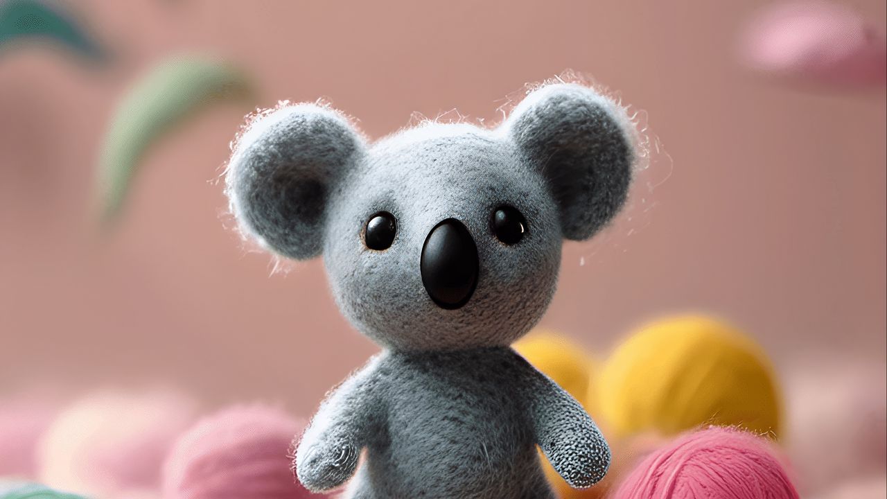Wallpaper toy, koala, balls, knitting
