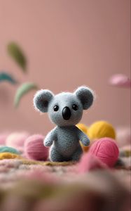 Preview wallpaper toy, koala, balls, knitting